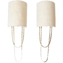 Pair of Porta Romana Small Pendolino Wall Sconces Nickel Finish