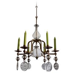 Erik Hoglund Art Glass Candelabra Chandelier Pendant, Boda, Sweden, 1960s 3