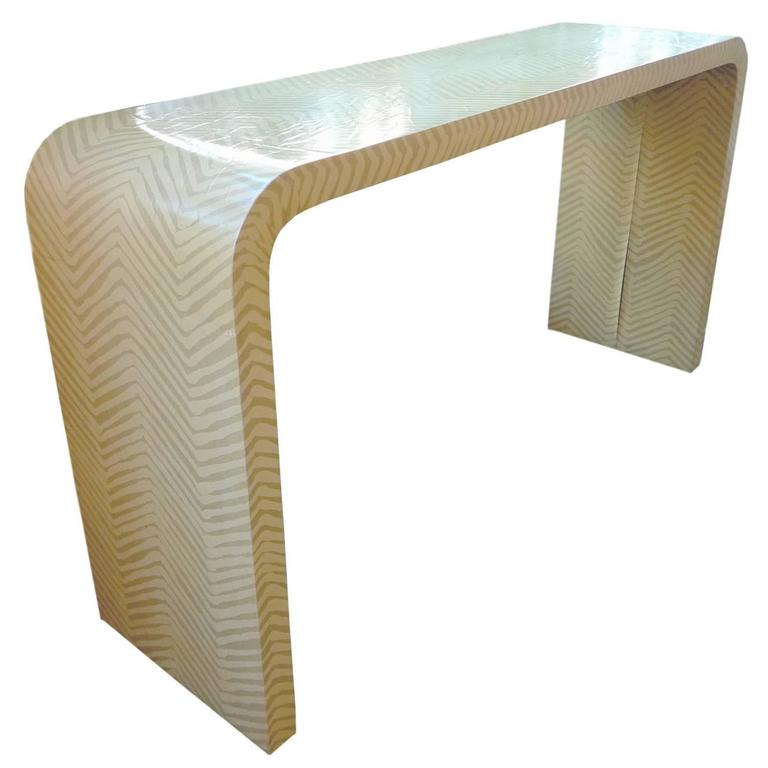 Striped Waterfall Console Table In The Style Of Karl Springer At