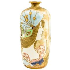 Riessner, Stellmacher Amphora Portrait Vase, Austria, circa 1894