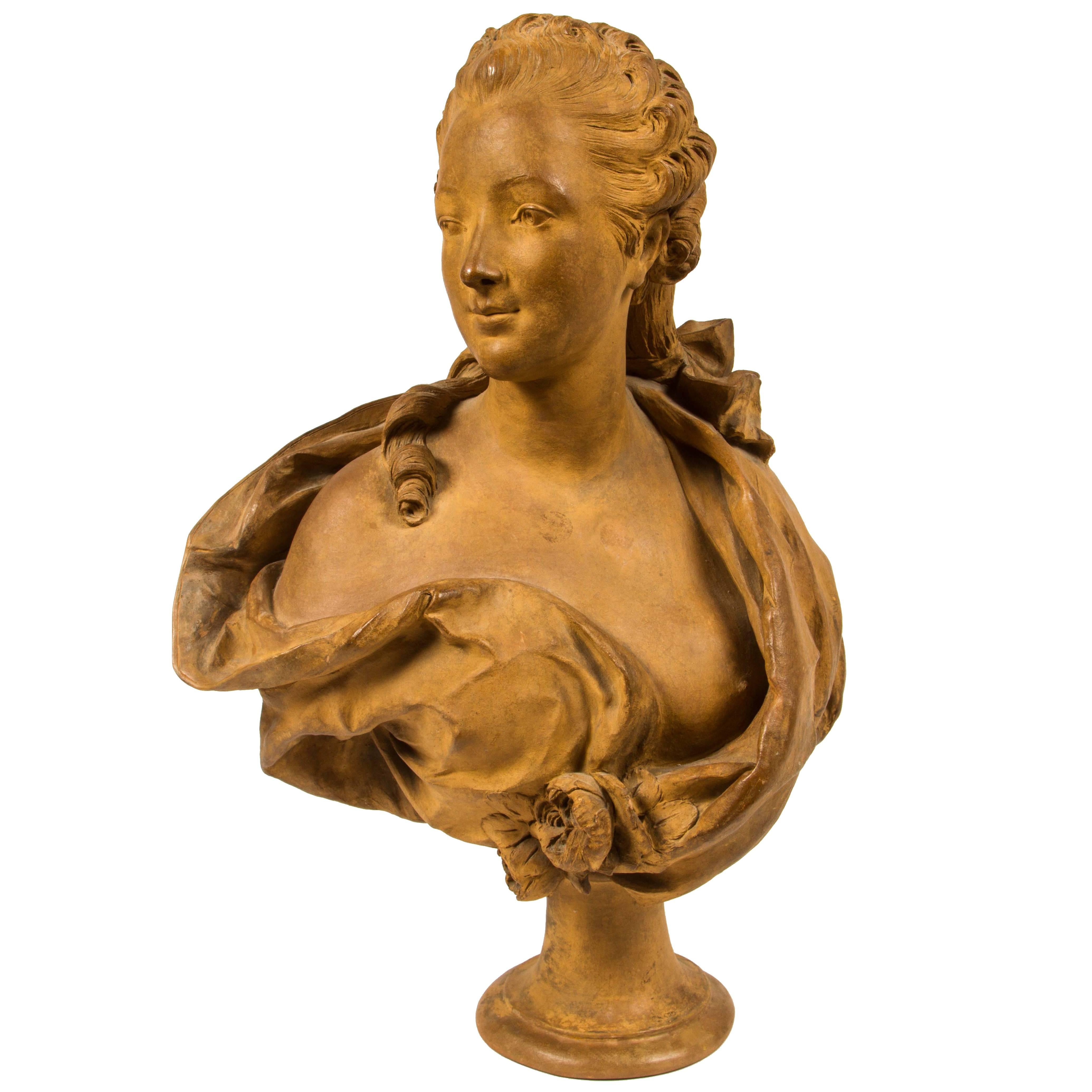 19th Century Terra Cotta Bust of Marie Antoinette after Houdon