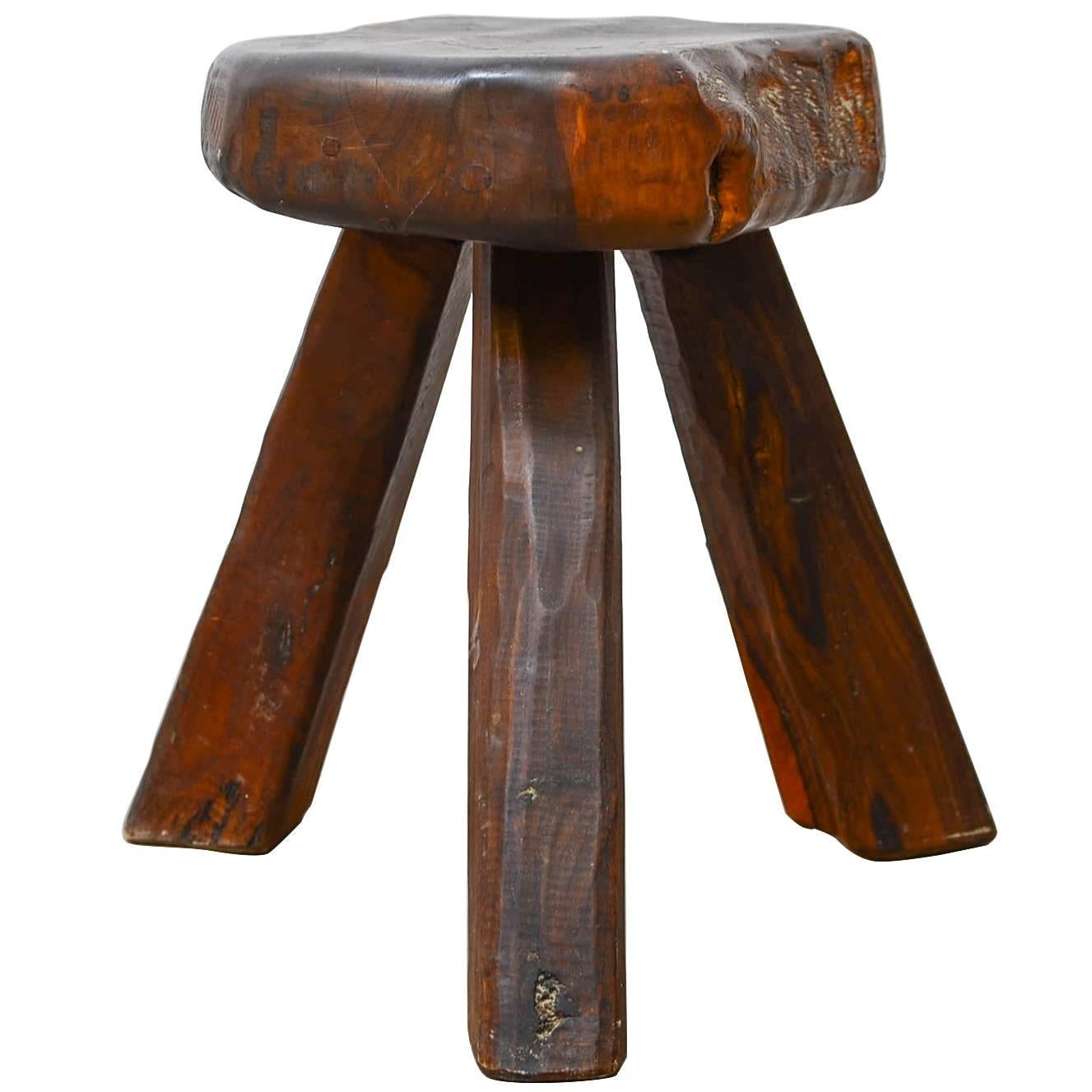 French Tripod Stool in Manner of Alexandre Noll, 1950s