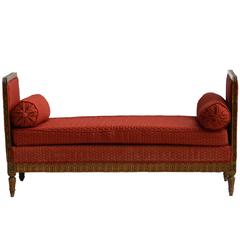 French Daybed Sofa or Single Chaise Longue in Oak, circa 1910-1920 Single Bed