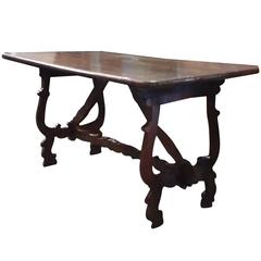 18th Century Spanish Walnut Trestle Table, Wonderful Patina