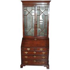 19th Century Used Burl American Secretary