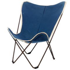 Vintage Child Butterfly Chair by Jorge Ferrari Hardoy in Blue Canvas, 1930s
