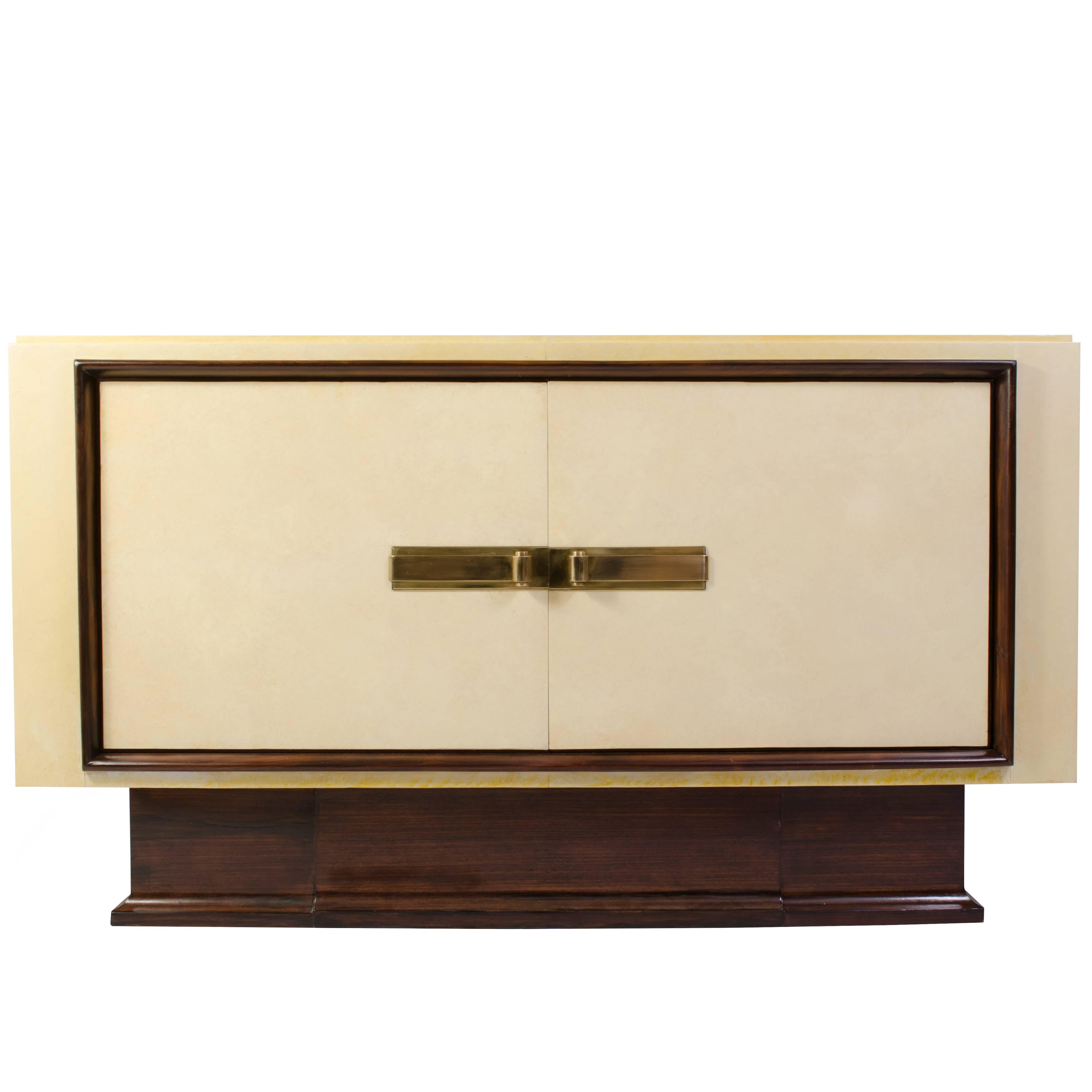 Art-Deco Vellum & Mahogany Sideboard Attributed to Paul Dupré-Lafon