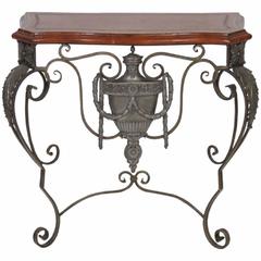 Maitland Smith Wrought Iron Leathertop Console