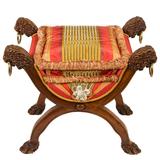 Regency Era Curule Bench with Carved Lion's Heads