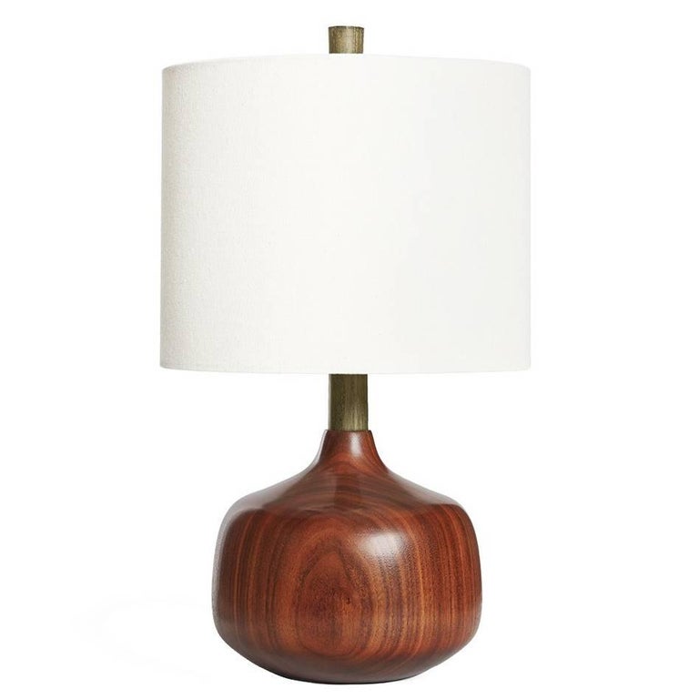 Turned Walnut and Olive Green-Dyed Ash Table Lamp, Bethel For Sale