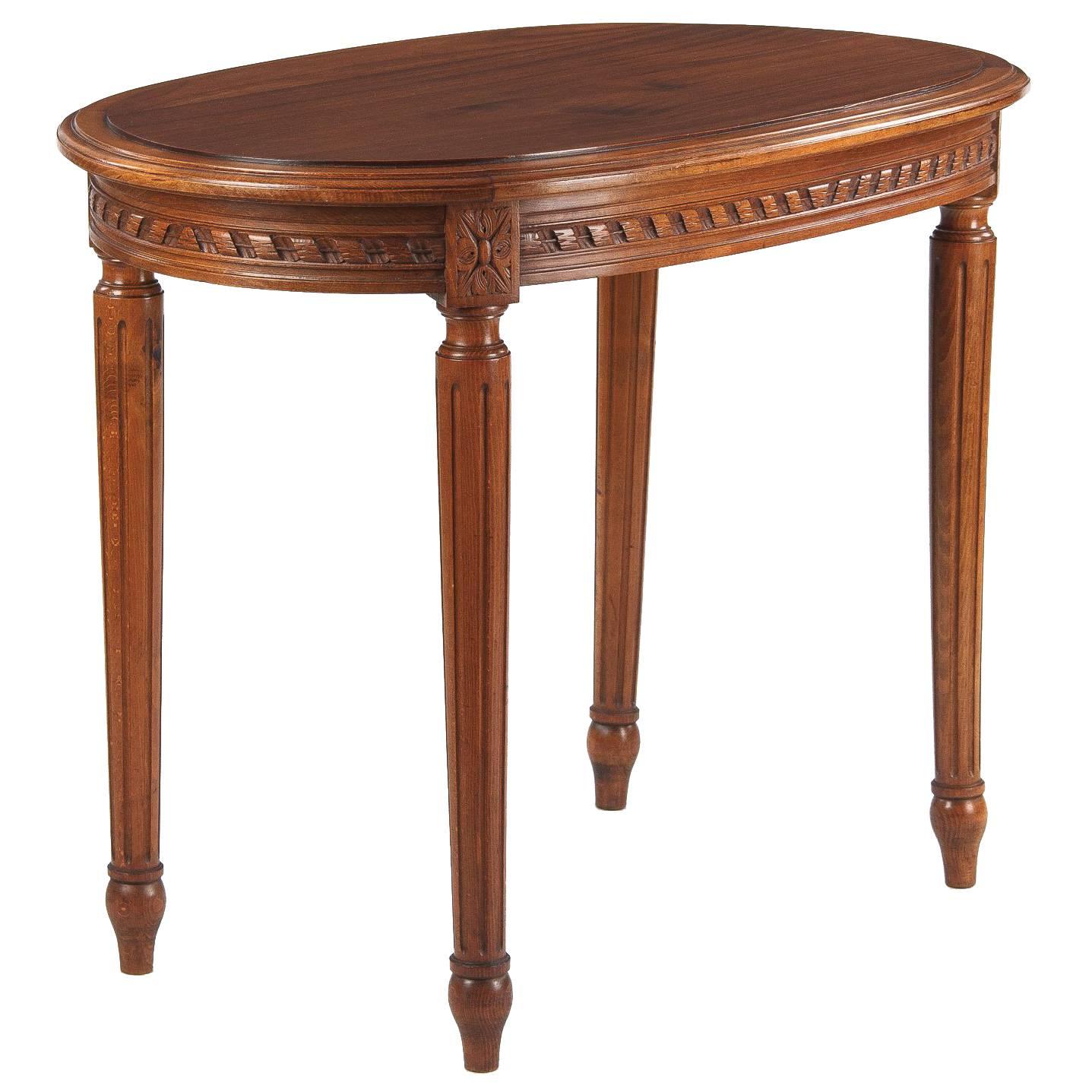 Early 1900s Louis XVI Style Cherrywood Oval Side Table