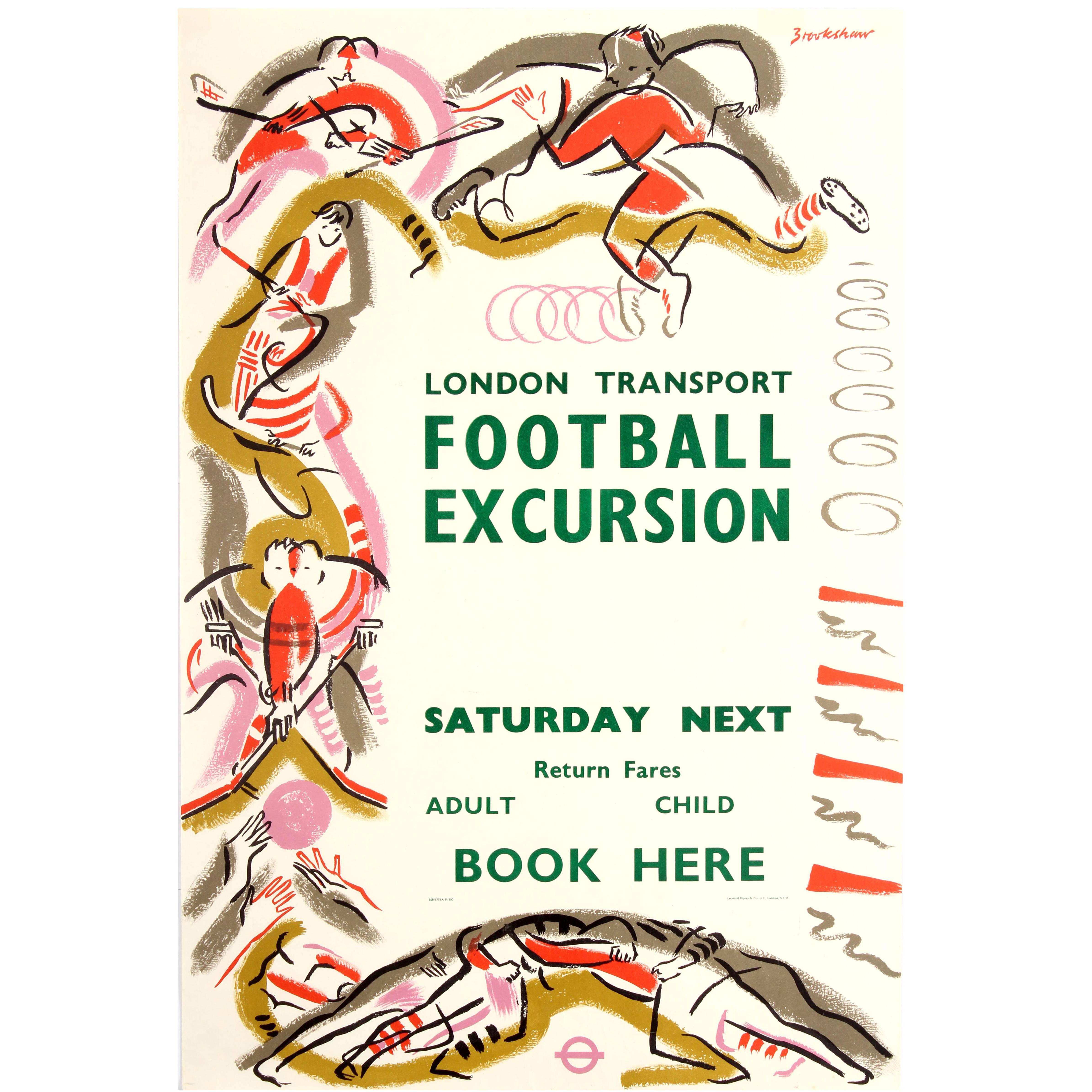 Original Vintage Sport Advertising Poster - London Transport Football Excursion