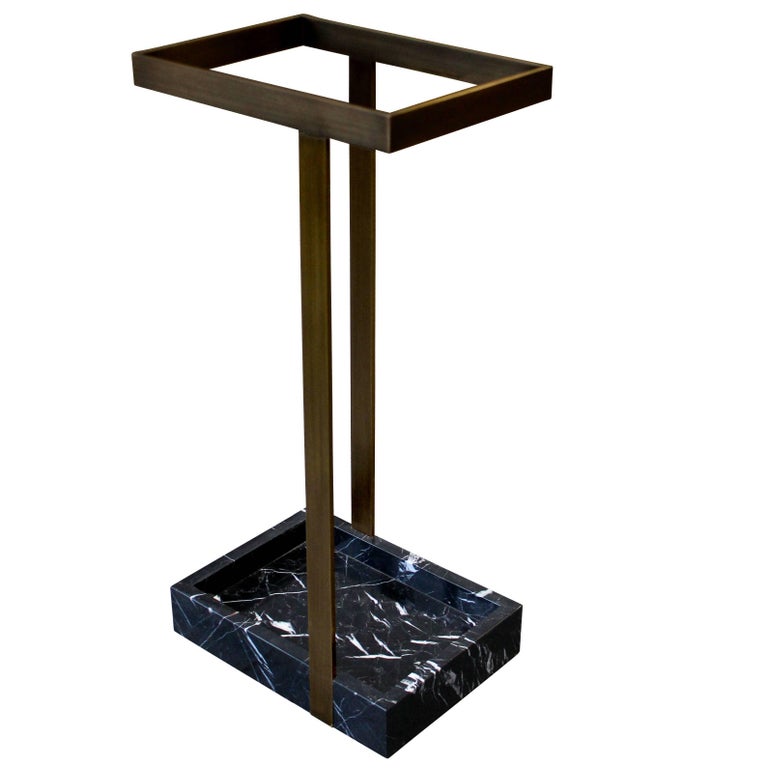 Bronze and marble umbrella stand, new, offered by James Devlin Studio