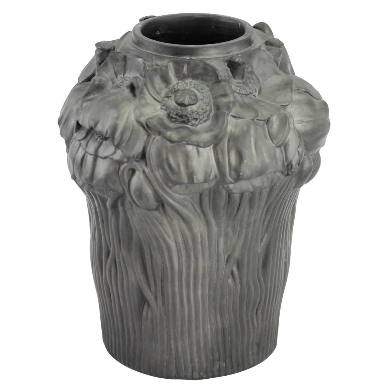 Early 20th Century Art Nouveau Black Terracotta Vase by Hjorth Fabrik For Sale