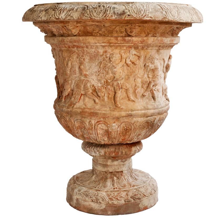Beautiful Terracotta Vase Bacchanale After E. Le Hongre For Sale