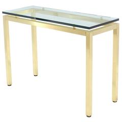 Table console en laiton et verre