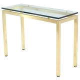 Table console en laiton et verre