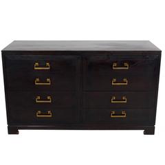 Midcentury Asian Inspired Chest with Substantial Brass Hardware