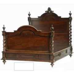 19th Century French Bed Carved Walnut Louis X111 UK King US Queen