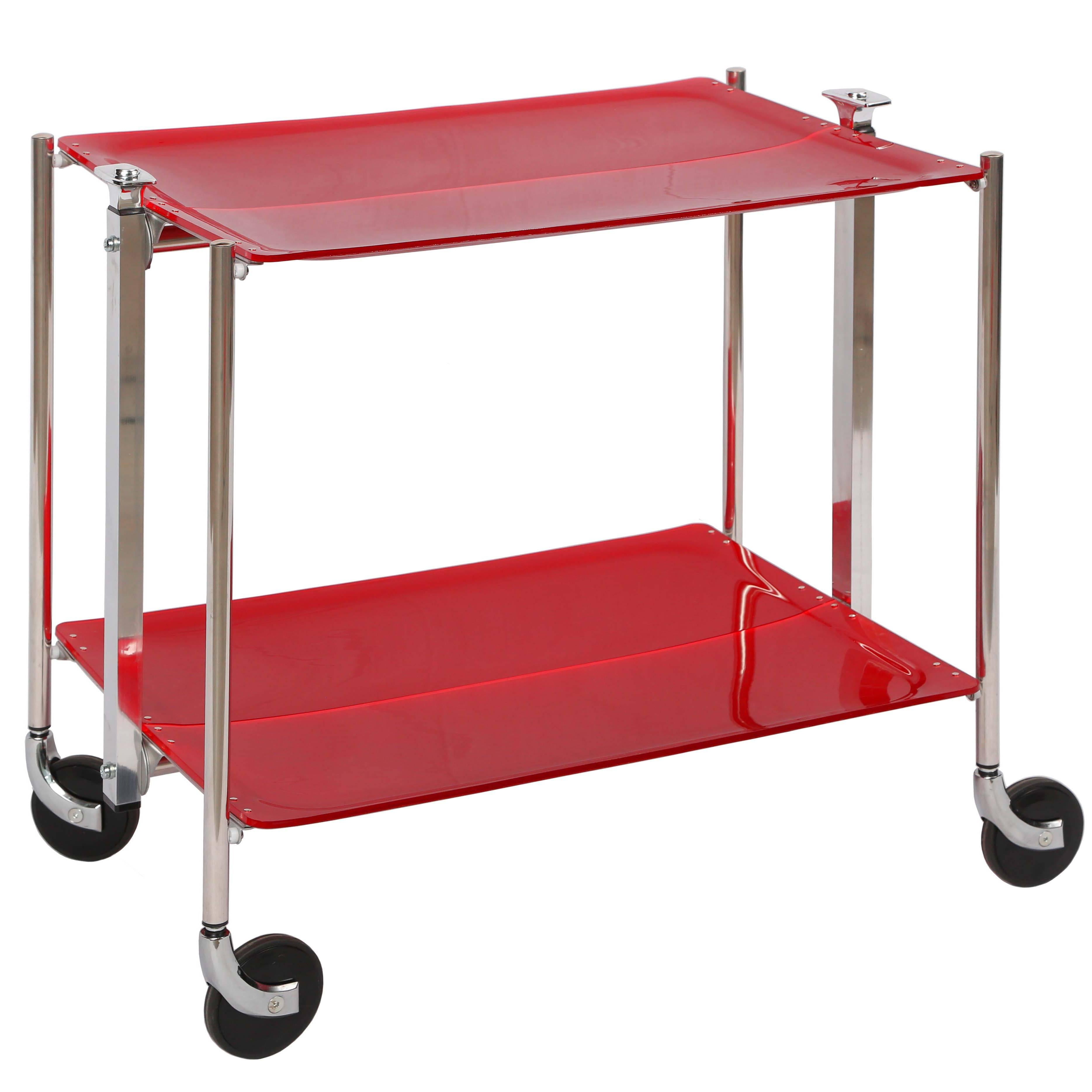 SALE! SALE! SALE !Red Acrylic collepsable Bar Cart , France, reduced 