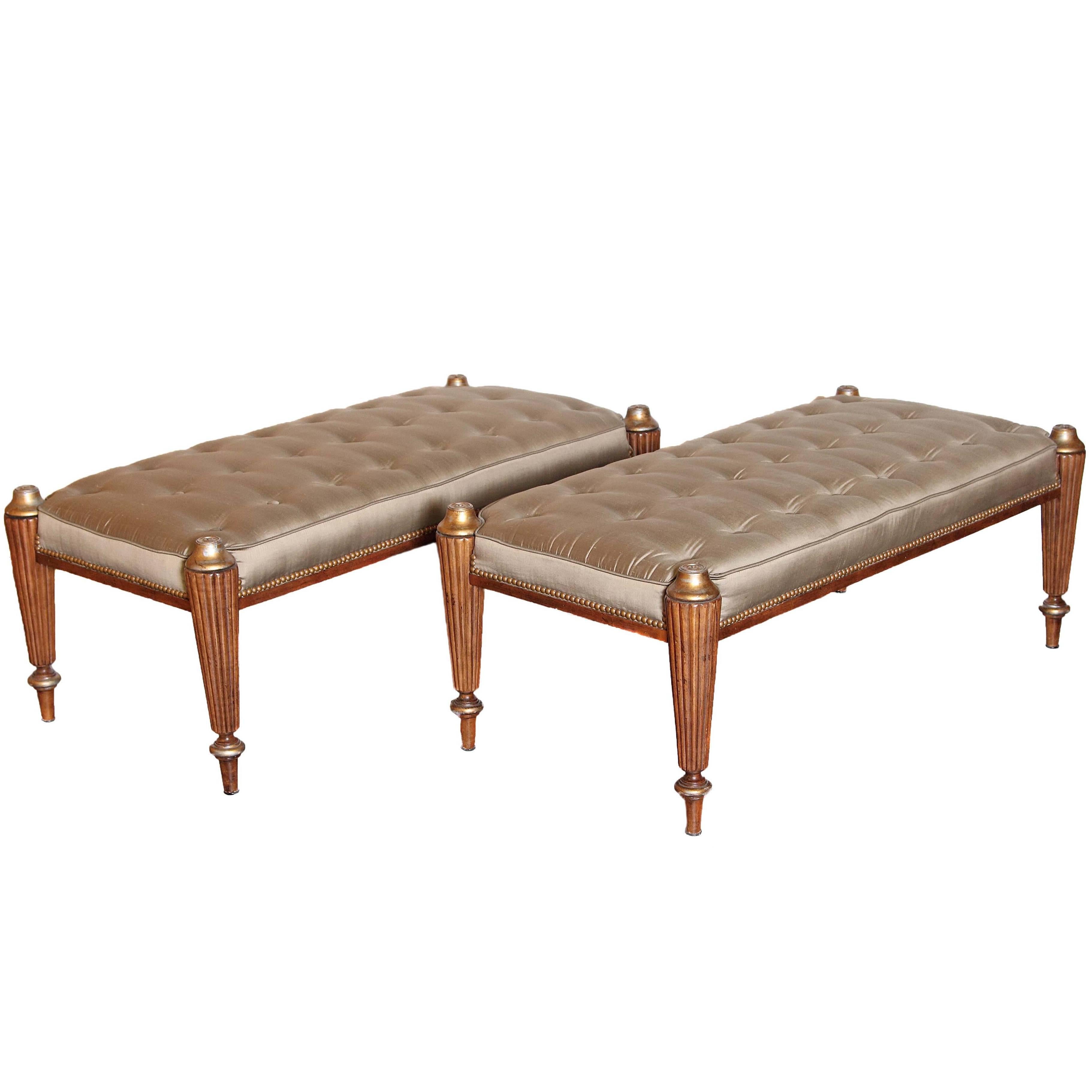 Pair of Wood Frame Upholstered Benches