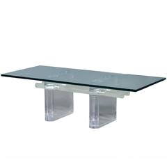 Mid-Century Modern Abstract Lucite Base and Glass Top Cocktail Table 9