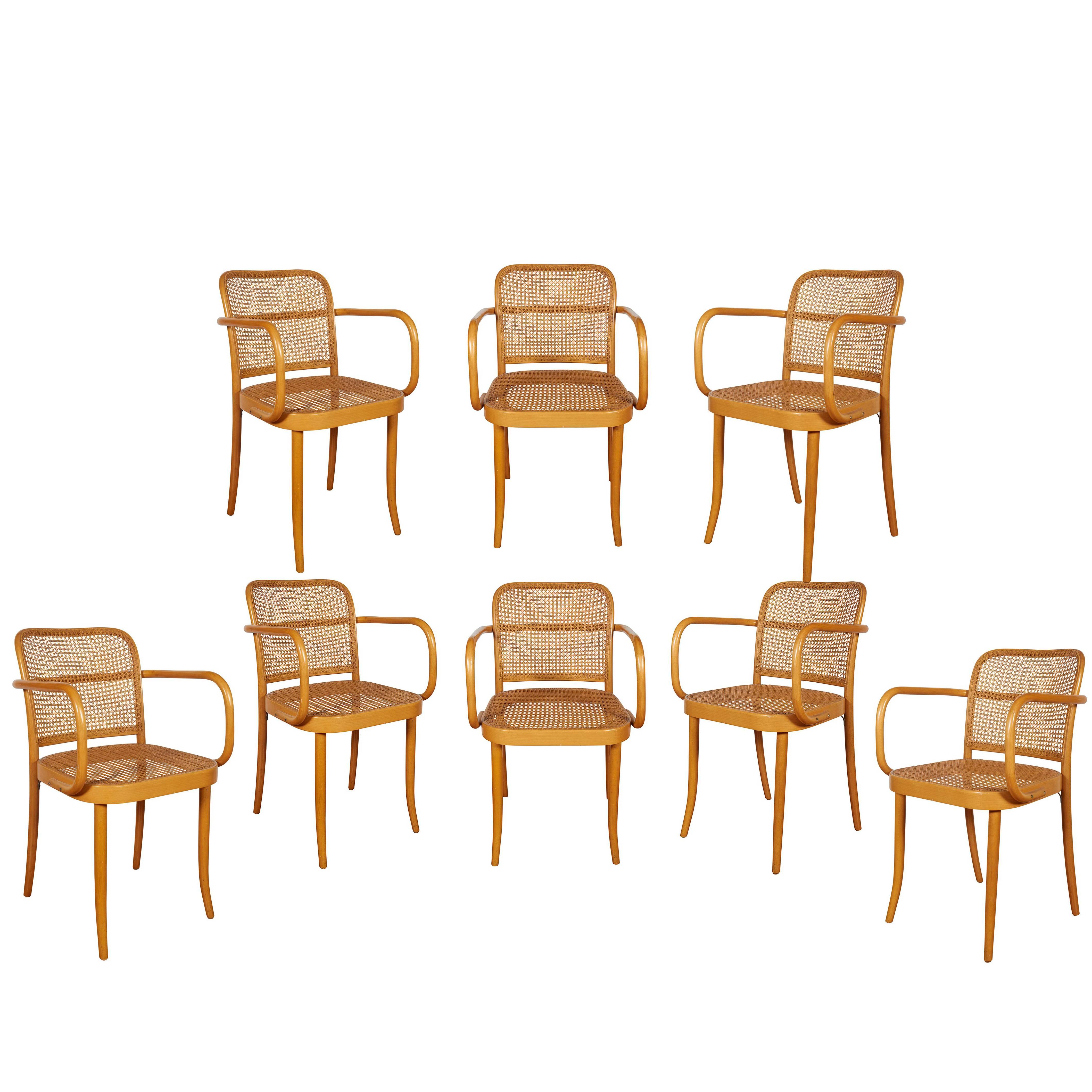 Set of Eight Josef Hoffmann 'Prague' Bentwood Chairs Imported by Stendig