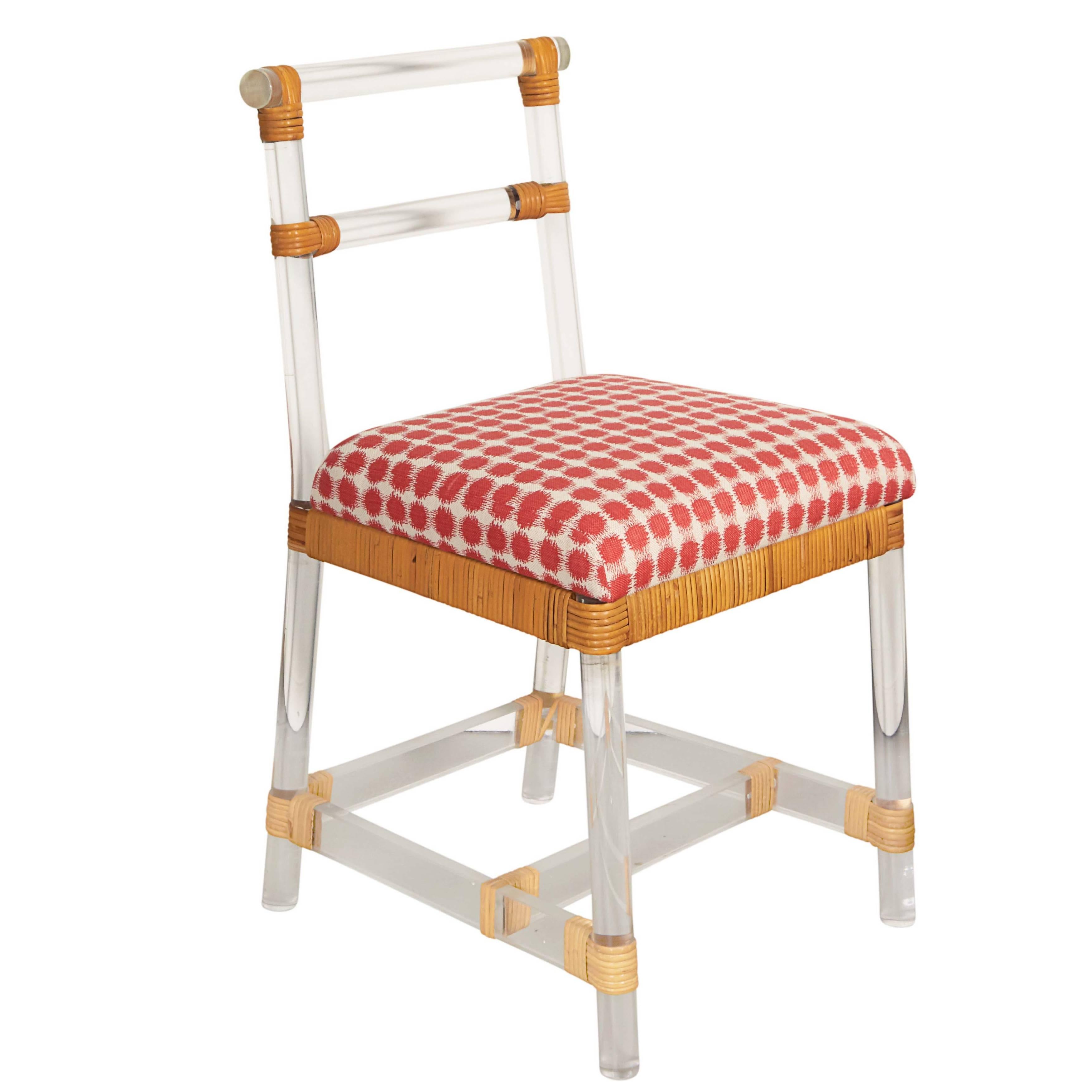 Ficks Reed Lucite Side Chair with Rattan Accent