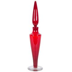 Blenko 'Regal' Red Blown Glass Decanter