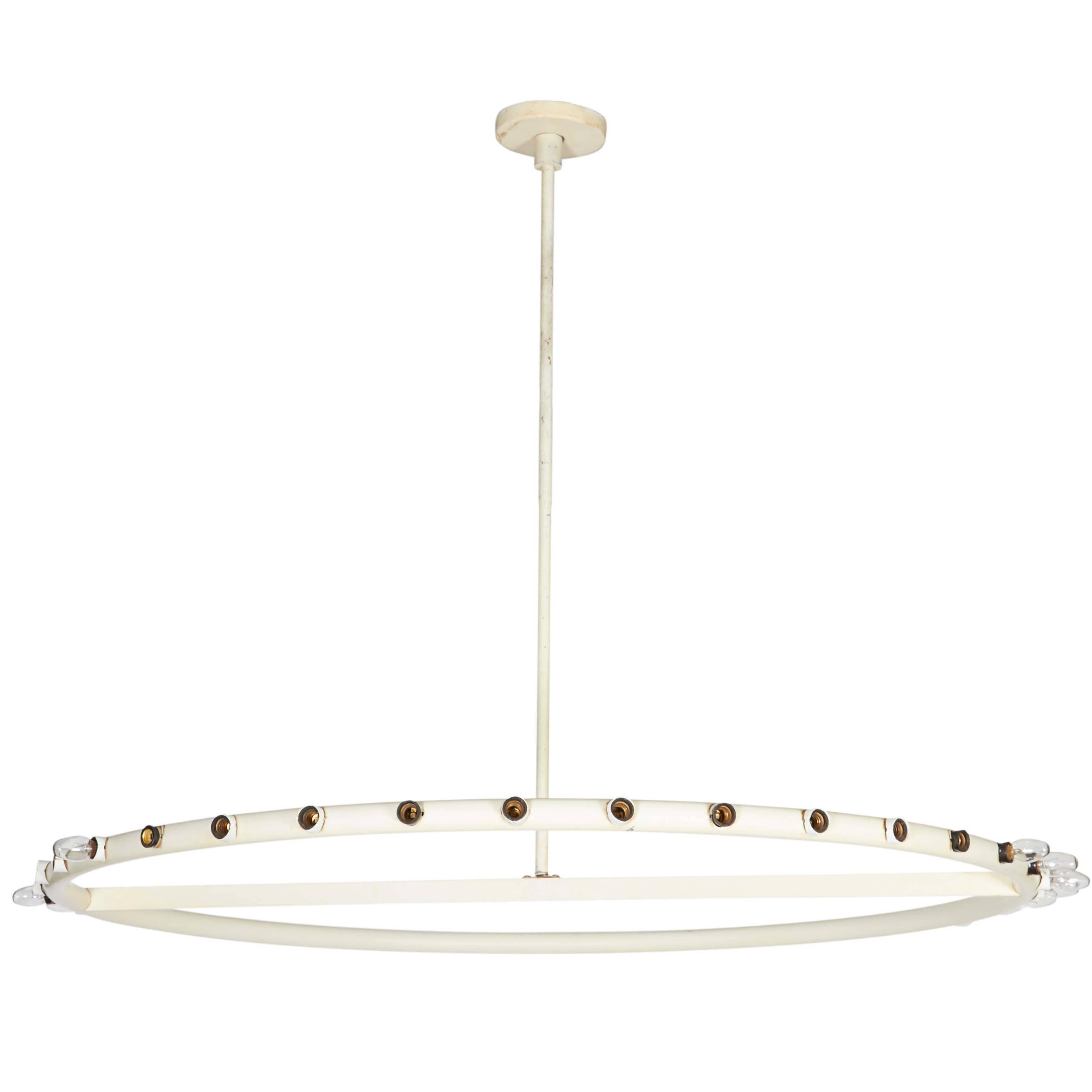Alvin Lustig White Ring Chandelier for Lightolier