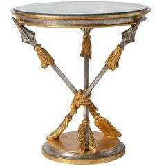 Neoclassical, Empire Style Round End Table with Arrow Motif