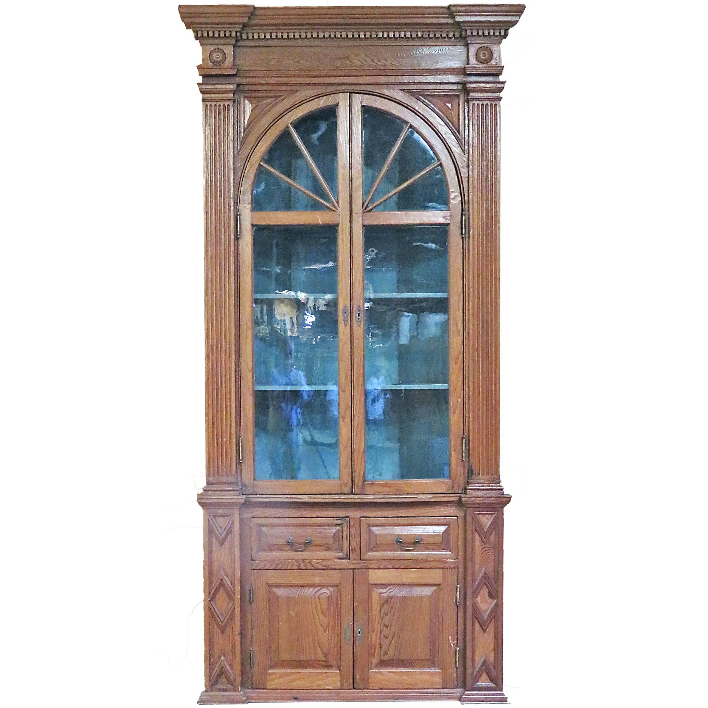 Large Georgian Style Pine Corner Cabinet