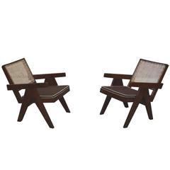 Pierre Jeanneret Unique Set of Two Easy Armchairs