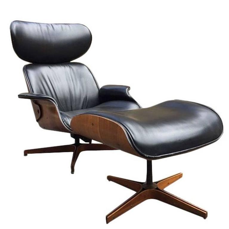 George Mulhauser Leather Plycraft Lounge Chair at 1stDibs