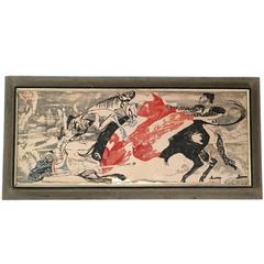 Modernist Bullfighter Woodcut Print by Frederick O'Hara