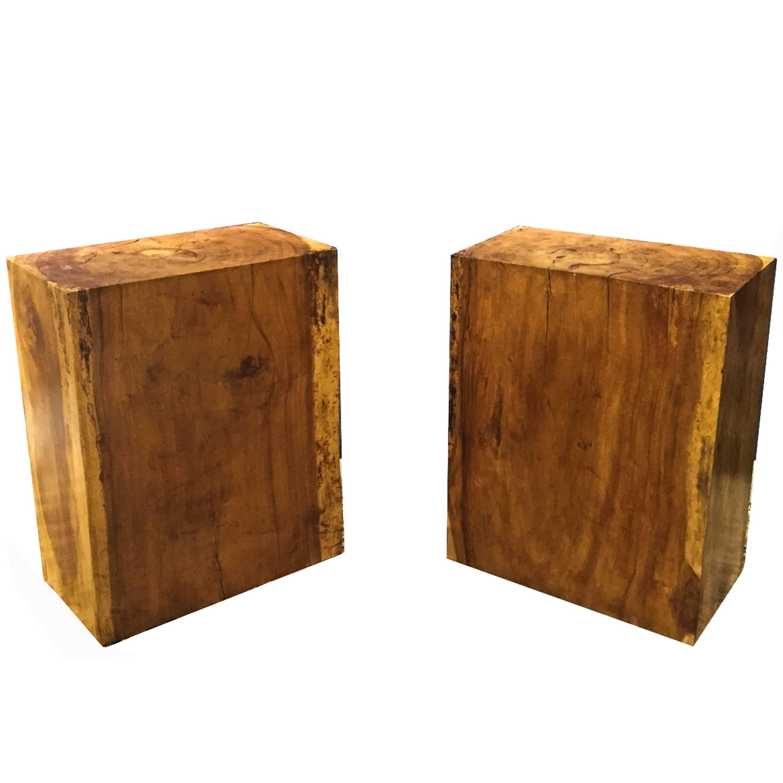 Pair of Solid, Mid-Century French Walnut Rectangular Stands