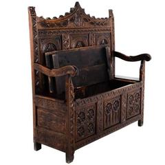 Highly Carved Gothic Bench, Circa 1880