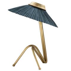 Freevolle small table lamp h.45x33cm mat brass finishing linen plissé shade 4