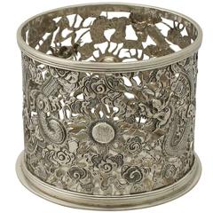 Antique Chinese Export Silver Bottle Coaster 4