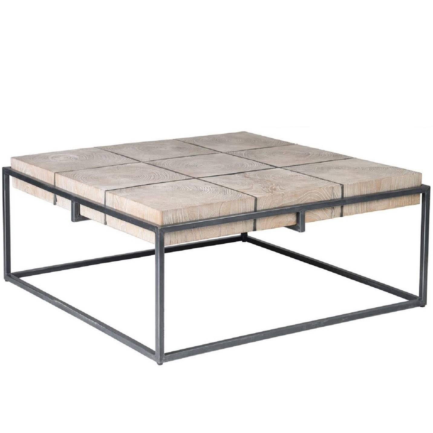 Elmwood and Iron Coffee Table For Sale