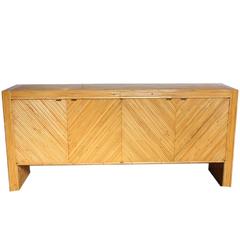 Stylish Milo Baughman Style Bamboo Credenza