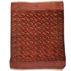 Antique Mid-19th Century Part Silk Turkoman Salor Carpet