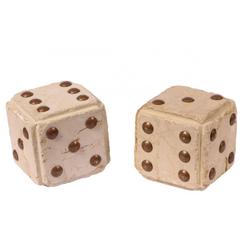 Vintage Mid-Century pair of Stone and Brass Dot Dice