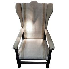 Used Adjustable Reclining Upholstered Wing Chair, France, 18th Century