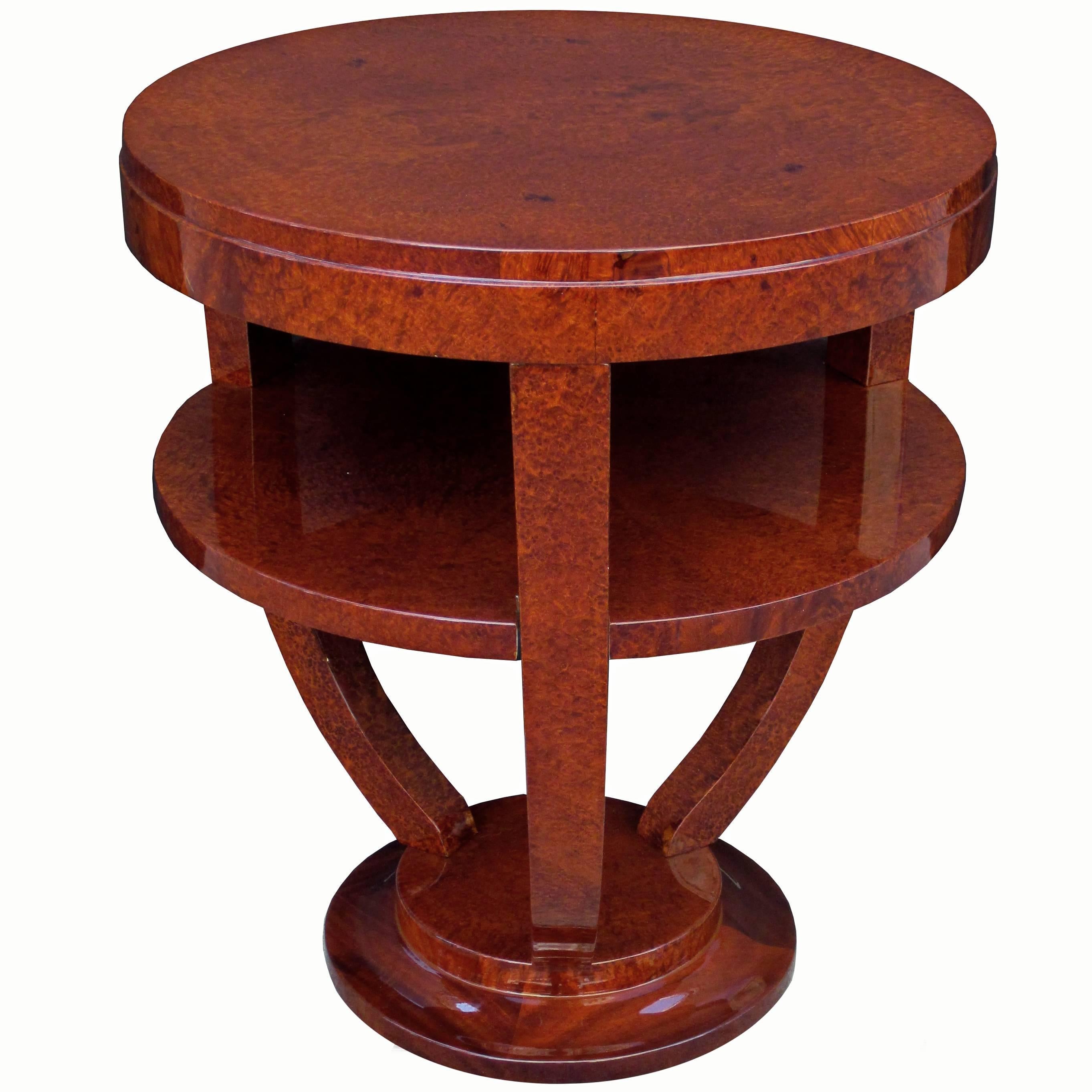 Single Art Deco Two-Tier Round Side Table