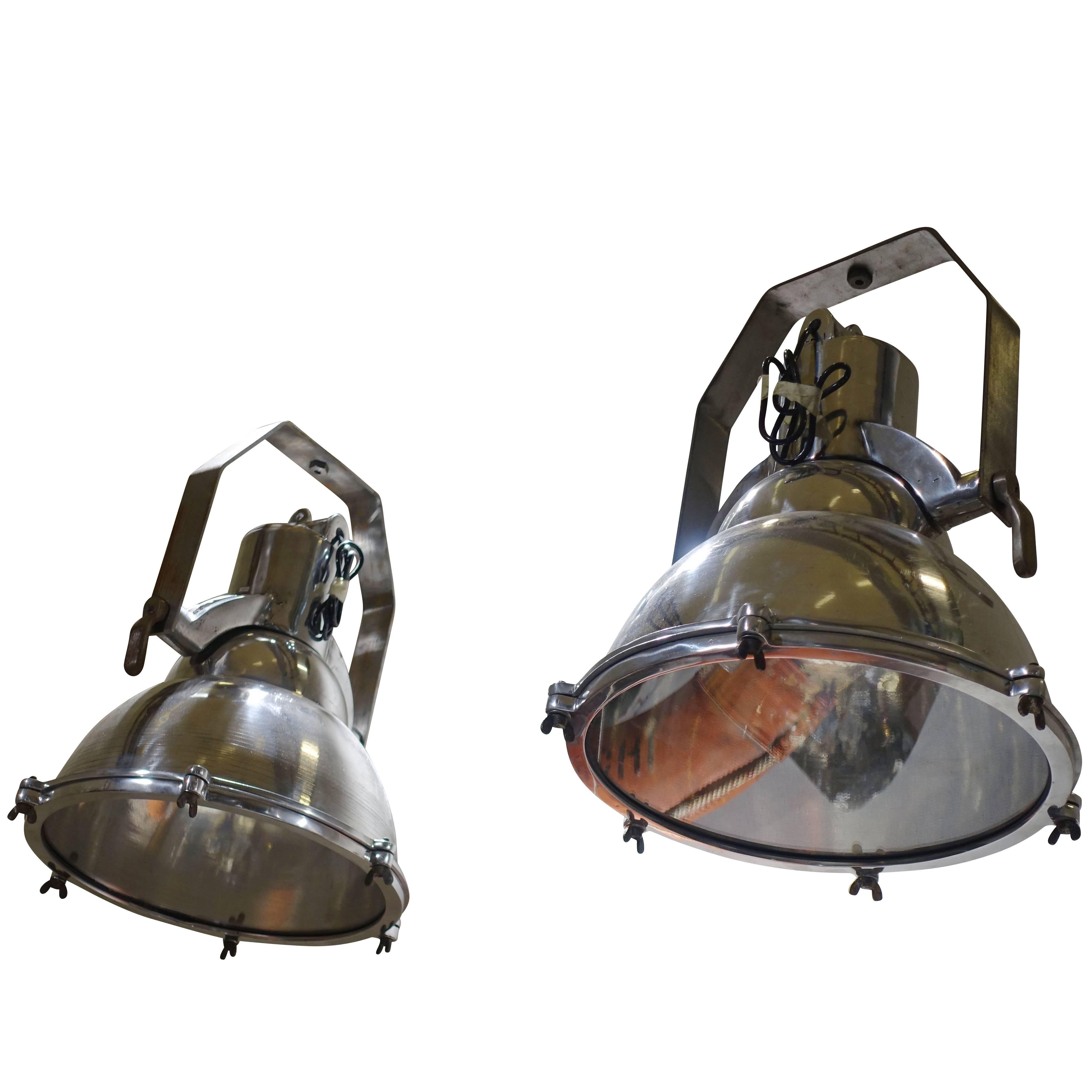 Large Aluminum Industrial Search Light, England, 1930s For Sale