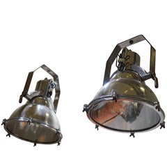 Used Large Aluminum Industrial Search Light, England, 1930s