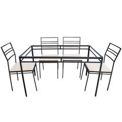 Indoor/Outdoor Wrought Iron Dining Set of Six Chairs and Glass Table by Arbuck 10