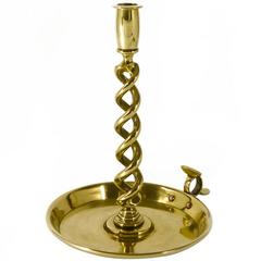 Large English Brass Double Twist Chamberstick, circa 1890