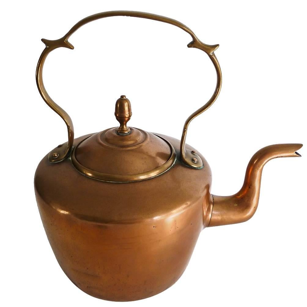English Copper Kettle Signed EVW for E. V. Wilkes. circa 1850 For Sale